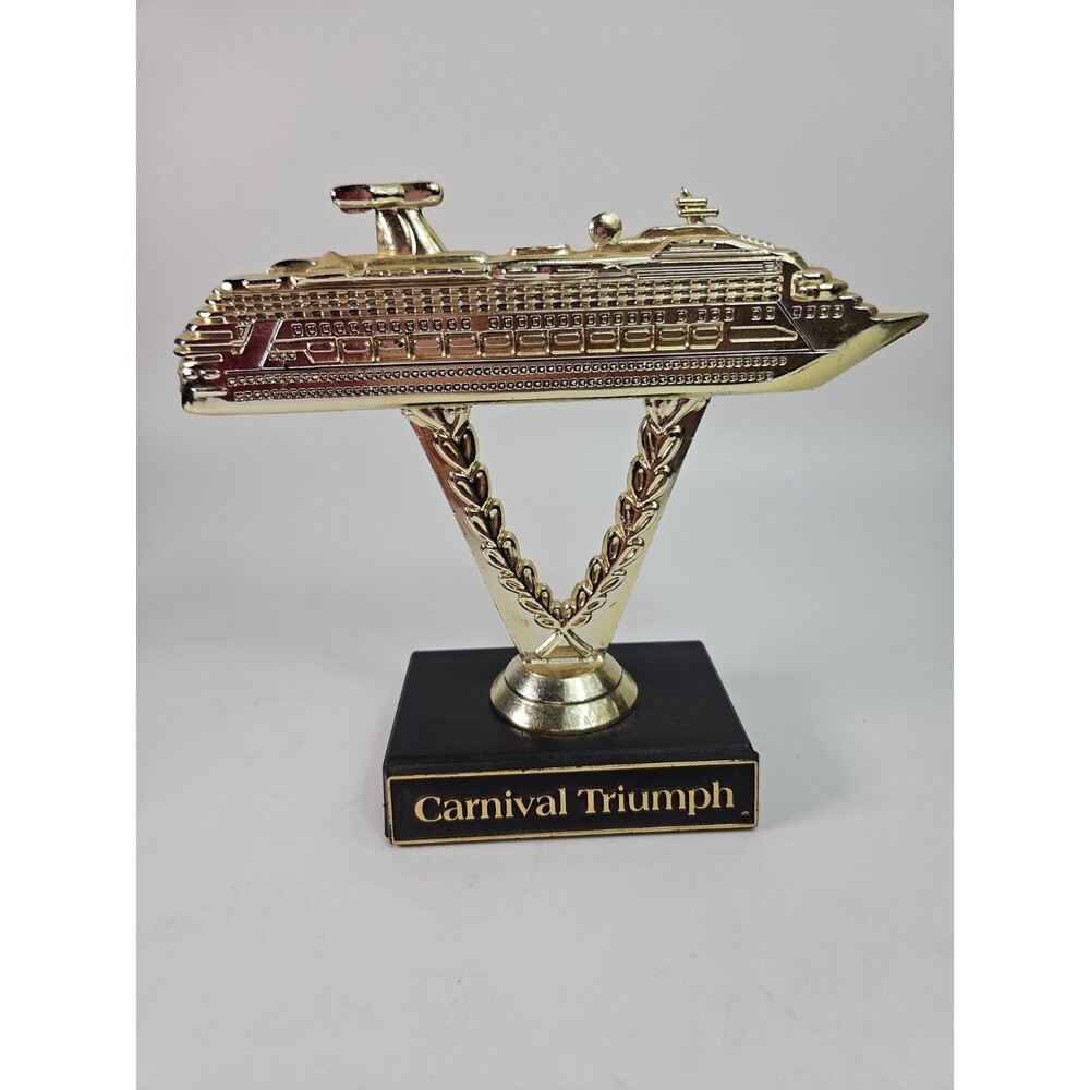 Carnival Cruise Line Triumph Mini Ship On A Stick "Solid Gold Plastic" Trophy